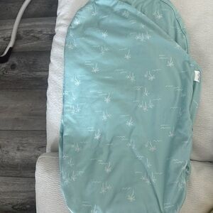 Aqua Baby Swaddle with White Patterns